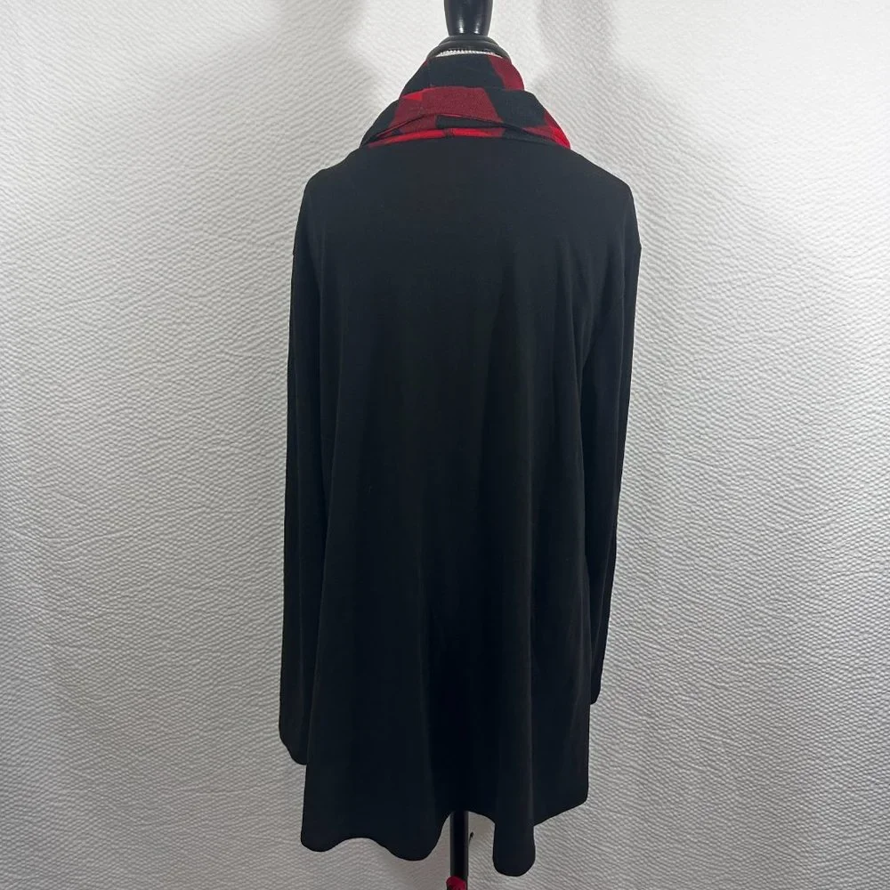 Bebonnie Buffalo Check Long Slv Cowl Neck Warm Splicing Tunic Top with Buttons - Picture 10 of 14